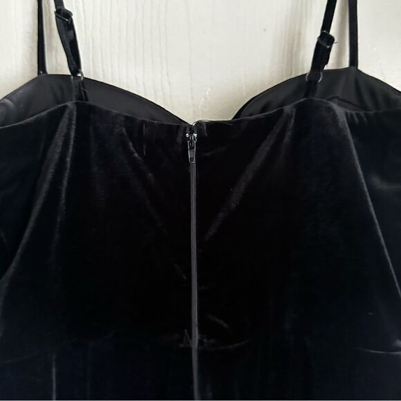 Trixxi Stretch Velvet Bustier Notch Slip Dress - Picture 3 of 7